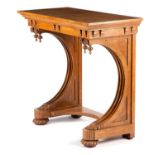 A WILLIAM IV POLLARDED OAK SIDE TABLE IN THE MANNER OF RICHARD BRIDGENS, C.1830 with a pair of