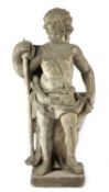 A BAROQUE LIMESTONE FIGURE OF POSEIDON 17TH CENTURY the muscular figure, with full parted beard,