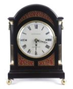 A VICTORIAN QUARTER CHIMING EBONISED BRACKET CLOCK BY ROWBOTHAM, HAMPSTEAD, MID-19TH CENTURY the