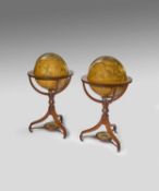 A FINE PAIR OF WILLIAM IV TERRESTRIAL AND CELESTIAL 18 INCH LIBRARY GLOBES BY CHARLES SMITH & SON (