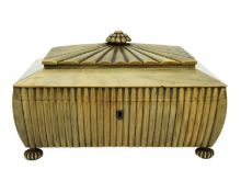 λ λ AN ANGLO-INDIAN BUFFALO HORN SEWING BOX VIZAGAPATAM, C.1850 with a sandalwood lined interior,
