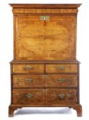 A WILLIAM AND MARY WALNUT ESCRITOIRE LATE 17TH CENTURY AND LATER with a cushion moulded frieze