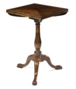 A GEORGE II MAHOGANY ENVELOPE CARD TABLE C.1750-60 AND LATER the swivel top with four hinged flaps