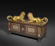 AN IMPRESSIVE PAIR OF ITALIAN CARVED GILTWOOD LIONS 17TH CENTURY / 18TH CENTURY each modelled in a