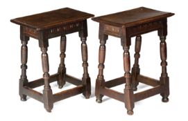 A PAIR OF JAMES I OAK JOINT STOOLS SALISBURY, IN THE MANNER OF THE BECKHAM WORKSHOP, C.1620 each