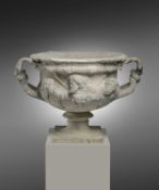 AN ITALIAN MARBLE MODEL OF THE WARWICK VASE IN THE MANNER OF LORENZO BARTOLINI (ITALIAN 1777-