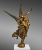 A FRENCH BRONZE FIGURAL GROUP OF GLORIA-VICTIS BY MARIUS-JEAN ANTONIN MERCIE (1845-1916) the