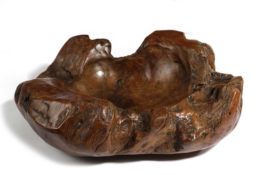 A SCULPTURAL TREEN BURR WOOD BOWL 45cm wide