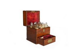 AN EARLY 19TH CENTURY MAHOGANY APOTHECARY BOX C.1830 with inset brass plate handles, the velvet