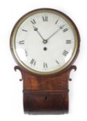 A MAHOGANY DROP-DIAL WALL CLOCK C.1840 AND LATER with a single fusee movement and a dead beat