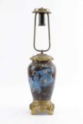 A CLOISONNE VASE TABLE LAMP LATE 19TH CENTURY with oriental style gilt brass mounts and decorated