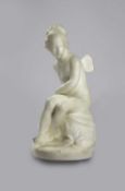 AN ITALIAN WHITE MARBLE FIGURE OF A NYMPH LATE 19TH / EARLY 20TH CENTURY the winged figure seated on