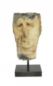 A SOUTH ARABIAN ALABASTER HEAD C.1ST CENTURY BC - 1ST CENTURY AD with incised brows and almond