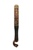 A WILLIAM IV TRUNCHEON C.1835 with reeded bands and a gold ground painted with a crowned Royal