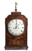 A MAHOGANY MANTEL CLOCK BY THOMAS MARSH, DORKING, 19TH CENTURY the twin fusee movement with an