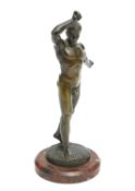 A BRONZE NUDE OF A MALE FENCER AFTER JULIUS PAUL SCHMIDT-FELLING (GERMAN 1835-1920) wearing a fig