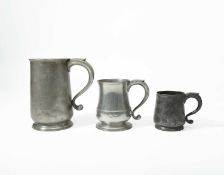 A DOCUMENTED PEWTER OEAS HALF-PINT 'DROOPY' BODY MUG BRISTOL, C.1750 touchmark of Allen Bright,