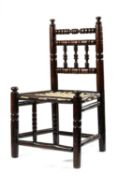 A CHARLES II OAK TURNER'S CHILD'S CHAIR LATE 17TH CENTURY AND LATER the turned spindle and bobbin