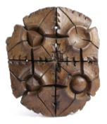 AN ENGLISH CARVED OAK ROOF BOSS C.1450 carved with leafy rosettes 36 x 29cm