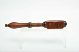 A WILLIAM IV SHORT TRUNCHEON TRURO, CORNWALL, C.1830 with a four sided head, painted on a red ground