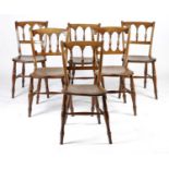 A HARLEQUIN SET OF SIX FRUITWOOD AND ELM 'OXFORD' TYPE KITCHEN CHAIRS LATE 19TH CENTURY each with an
