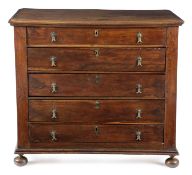 A QUEEN ANNE SOLID YEW AND FRUITWOOD CHEST OF DRAWERS C. 1700-10 the top principally of two wide