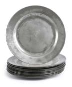 A SET OF TWELVE PEWTER PLATES BY STYNT DUNCOMBE, SECOND HALF 18TH CENTURY each with a single lined