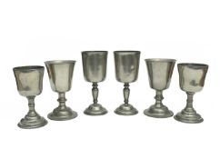 A PAIR OF LARGE PEWTER CHALICES SCOTTISH, C.1790 of typical Scottish form and of heavy construction,