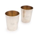A pair of George III silver beakers, by William Bateman, London 1817, plain tapering circular