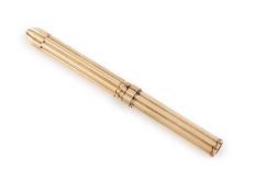 An American 9-carat gold combination dip pen and pencil, the nib stamped John K Hanford, NY,