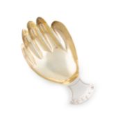 A George III silver hand caddy spoon, by Josiah Snatt, London 1809, modelled as a right hand, with