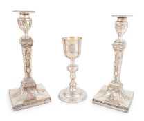 A George IV silver and electroplated chalice, by Robert Gainsford, Sheffield 1827, knopped