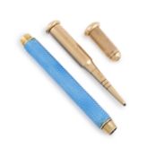 A 9-carat gold telescopic pencil, by S. Mordan and Co., four-section telescopic form, length 6cm,