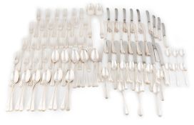 A collection of silver flatware, various dates and makers, comprising: twenty dessert spoons,