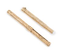 A 10-carat gold combination dip pen and pencil, the nib stamped Aikin Lambert and Co. No.4,