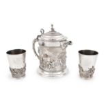 λ A Victorian electroplated ewer and two beakers, probably by Henry Bourne, Birmingham circa 1870,