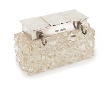 An Edwardian silver-mounted glass inkwell and stamp box, by Cohen & Charles, London 1905,