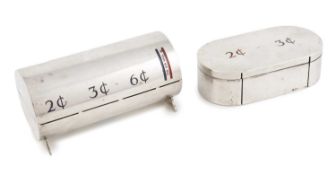 An American silver and enamel stamp dispenser, by Abercrombie & Fitch Co., New York circa 1920,