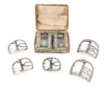 A collection of seven antique shoe buckles, comprising silver ones: a George III provincial pair