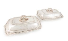 A pair of George III silver entrée dishes and covers, by William Stroud, London 1817, rounded