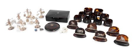 λ A set of six silver-mounted tortoiseshell menu card holders, by J Batson & Son, London 1926,