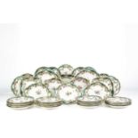 A CHELSEA-DERBY DESSERT SERVICE C.1770-1780 each piece painted with a central floral spray inside