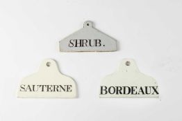 A RARE DELFTWARE 'SHRUB' BIN LABEL LAMBETH, C.1775 of coat hanger form, inscribed 'SHRUB.' in