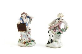 A BOW FIGURE OF A MUSICIAN C.1754-64 he seated playing a mandolin, together with a Bow figure