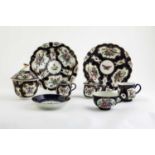 A COLLECTION OF WORCESTER BLUE GROUND WARES C.1770-80 comprising: two scale ground plates, one