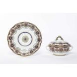 A SEVRES 'FRISES RICHES' ECUELLE, COVER AND STAND DATE CODE FOR 1766 the handle to the cover