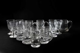 A COLLECTION OF LATE VICTORIAN GLASS TANKARDS LATE 19TH CENTURY each with engraved floral decoration
