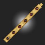 A GARNET-SET GOLD BRACELET, 19TH CENTURY COMPOSITE
