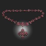 A GEORGE III GARNET NECKLACE AND BROOCH