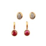 MARCO BICEGO, TWO PAIRS OF GEM-SET GOLD EARRINGS